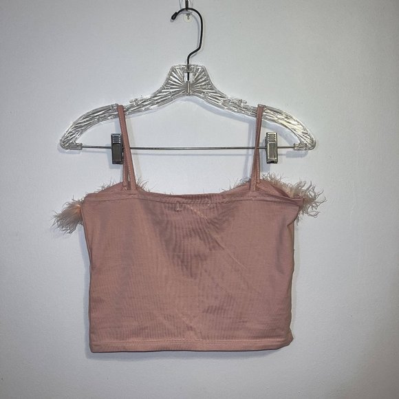 Pink Fur Trim Crop Top - Picture 2 of 2